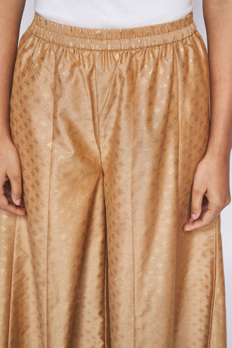 Gold Foil Print Flared Slip-On Sharara, Gold, image 4